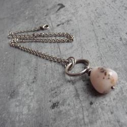 opal różowy srebro - Naszyjniki - Biżuteria
