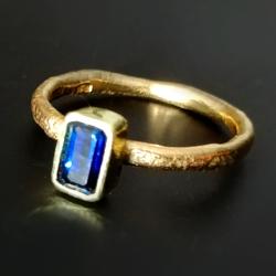 indygolit,złoty pierścionek,turmalin,złoto,blue - Pierścionki - Biżuteria