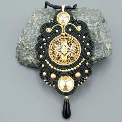 barokowy czarno złoty wisior sutasz - Wisiory - Biżuteria