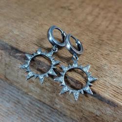 srebrne kolczyki słońca,prezent - Kolczyki - Biżuteria