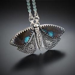 srebrny motyl naszyjnik,biżuteria artystyczna - Naszyjniki - Biżuteria