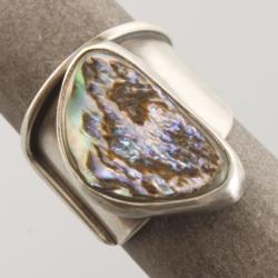 srebrny pierścionek z muszlą paua - Pierścionki - Biżuteria