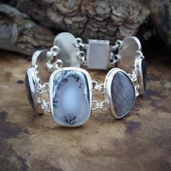srebrna,bransoletka,z opalem dendrytowym - Bransoletki - Biżuteria