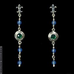 długie eleganckie kolczyki agat,niebieski onyks - Kolczyki - Biżuteria