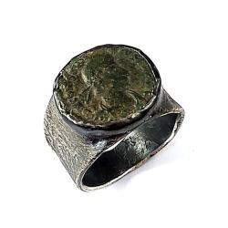 moneta rzymska srebrny pierścionek sygnet unisex - Pierścionki - Biżuteria