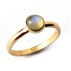 złoty pierścionek z kamieniem księżycowym - Pierścionki - Biżuteria