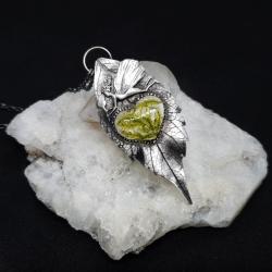 wisior ze srebra,elficki,zielone serce - Wisiory - Biżuteria