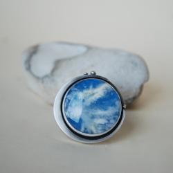 niebieski autorski pierścień,Nitza,duży pierścień - Pierścionki - Biżuteria