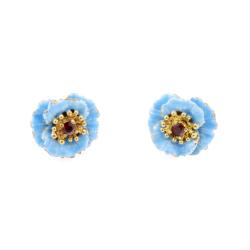 maki kolczyki sztyfty,niebieskie kwiaty,mekonops - Kolczyki - Biżuteria
