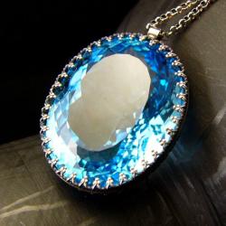 elegancki naszyjnik srebrny z topazem,prezent - Naszyjniki - Biżuteria