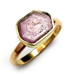 różowy rubin,złoty pierścionek zaręczynowy - Pierścionki - Biżuteria
