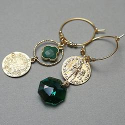 kolczyki monety,numizmaty,asymetryczne,nie do pary - Kolczyki - Biżuteria