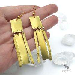 złote kolczyki,prostokątne,minimalistyczne - Kolczyki - Biżuteria