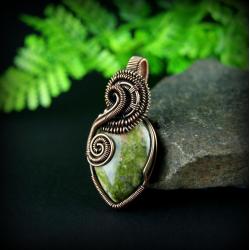 wire wrapping,miedziany wisior,unakit - Wisiory - Biżuteria