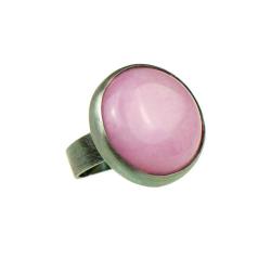 różowy pierścień,z okrągłym kamieniem,ze srebra - Pierścionki - Biżuteria