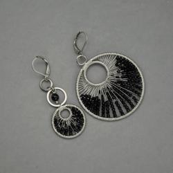 Asymetryczne kolczyki,koła,kółka,wire wrapping - Kolczyki - Biżuteria