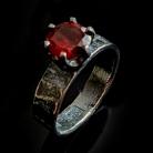 Pierścionki bordowy rubin,pierścionek srebrny nowoczesny