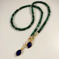 kobiecy naszyjnik Malachit z lapis lazuli - Naszyjniki - Biżuteria