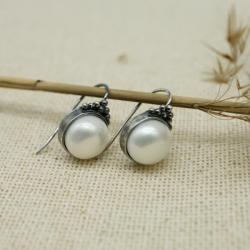 kolczyki,z perłami,perły naturalne,krótkie - Kolczyki - Biżuteria