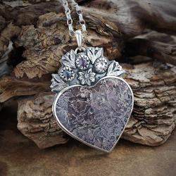 srebrny,wisior,w kształcie serca,ze spinelem - Naszyjniki - Biżuteria