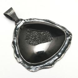 druza agatowa,srebrny okazały wisior,duży, - Wisiory - Biżuteria