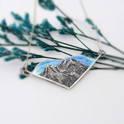 srebrny wisiorek góry,naszyjnik z górami - Naszyjniki - Biżuteria