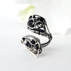 pierścionek srebrny,wire wrapping,spinele - Pierścionki - Biżuteria