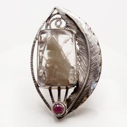 srebrny pierścionek z kwarcem z inkluzją - Pierścionki - Biżuteria