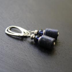 granatowe kolczyki,srebro lapis lazuli swarovski - Kolczyki - Biżuteria