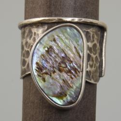 srebrny pierścionek z muszlą paua - Pierścionki - Biżuteria