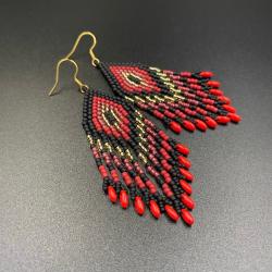 czerwone kolczyki flamenco,boho - Kolczyki - Biżuteria