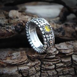 srebrny,pierścionek,z turmalinem,obrączka - Pierścionki - Biżuteria