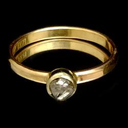 złoty pierścionek,nieszlifowany diament,unikat, - Pierścionki - Biżuteria