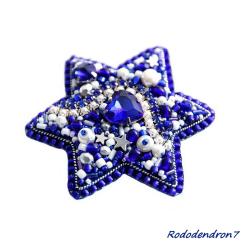 błyszcząca broszka gwiazda,niebieska,granatowa - Broszki - Biżuteria