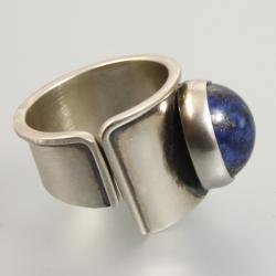 srebrny pierścionek z lapis lazuli - Pierścionki - Biżuteria