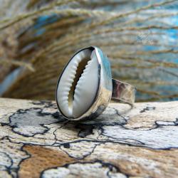 srebrny pierścionek,boho,kauri,morski - Pierścionki - Biżuteria