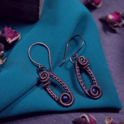 kolczyki z lapis lazuli,miedziane kolczyki - Kolczyki - Biżuteria