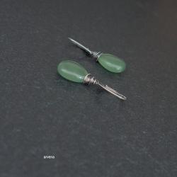 minimalistyczne zielone kolczyki,awenturyn,srebro - Kolczyki - Biżuteria