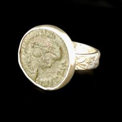 antyczna moneta,srebrny pierścionek,unisex - Pierścionki - Biżuteria