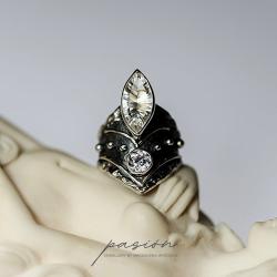 srebrny pierścień z kryształem górskim - Pierścionki - Biżuteria