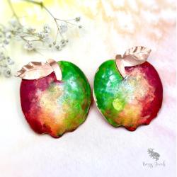 kolorowe,duże kolczyki na sztyft jabłka - Kolczyki - Biżuteria