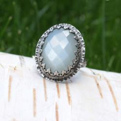 kamień księżycowy srebro,pierścionek z kamieniem - Pierścionki - Biżuteria