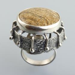 pierścień z jaspisem,kolory ziemi,efektowny - Pierścionki - Biżuteria