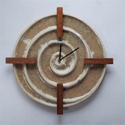 zegar ścienny japandi,ecru,drewno - Zegary - Wyposażenie wnętrz