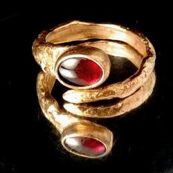 pierścionek granat,brąz,winny,złoty,złocisty,bordo - Pierścionki - Biżuteria