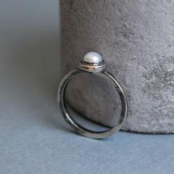 pierścionek srebro perła - Pierścionki - Biżuteria
