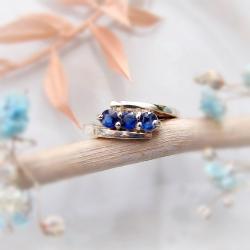 kianity,srebrny pierścionek,niebieskie kamienie - Pierścionki - Biżuteria