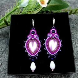 kolczyki sutasz liliowo fioletowe klasyczne - Kolczyki - Biżuteria