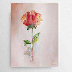 róża,akwarela - Obrazy - Wyposażenie wnętrz