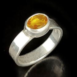 cytryn,srebrny pierścionek,srebro,kr&oacute;lewski kamień - Pierścionki - Biżuteria